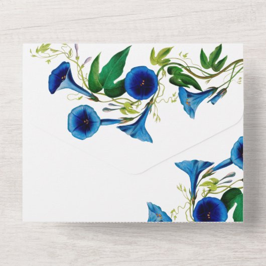 Antikes botanisches Flair All In One Einladung (Rückseite)