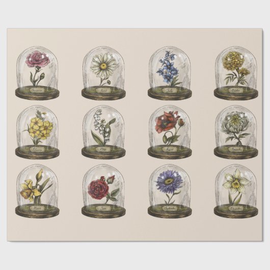 Antikes botanisches Geschenkpapier (Flach)