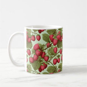Antikes botanisches Himbeer-Muster Keramik-Tasse Kaffeetasse