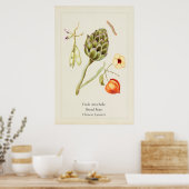 Antikes botanisches Kunstblatt Artischocke Poster (Küche)