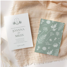 Antikes botanisches Monogramm-Sage-Einladung