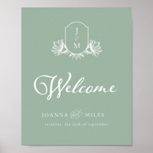 Antikes botanisches Monogramm-Willkommensschild mi Poster