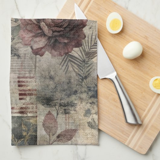 Antikes botanisches Patchwork Rustikal (2) Geschirrtuch (Viertel Falte)