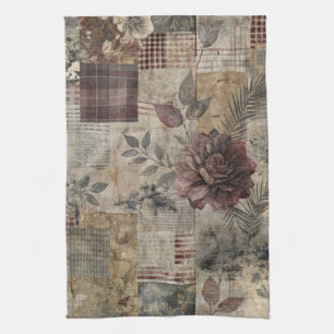 Antikes botanisches Patchwork Rustikal (2) Geschirrtuch