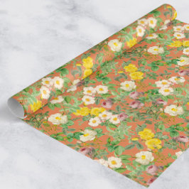 Antikes botanisches Rosen-Verpackungspapier in war Geschenkpapier