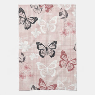 Antikes botanisches Schmetterlings-Toile-Muster (1 Geschirrtuch