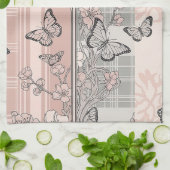 Antikes botanisches Schmetterlings-Toile-Muster (4 Geschirrtuch (Gefaltet)