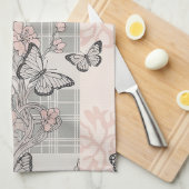 Antikes botanisches Schmetterlings-Toile-Muster (4 Geschirrtuch (Viertel Falte)