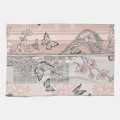 Antikes botanisches Schmetterlings-Toile-Muster (4 Geschirrtuch (Horizontal)