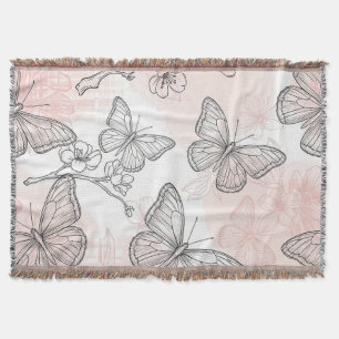 Antikes Botanisches Schmetterlings-Toile-Muster (6 Decke