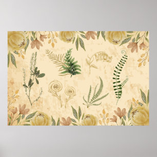 Antikes botanisches und florales Poster