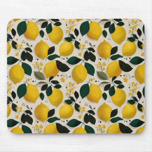 Antikes botanisches Zitronen-Nahtlosmuster Mousepad (Vorne)