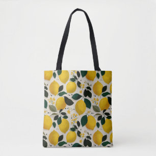 Antikes botanisches Zitronen-Nahtlosmuster Tasche