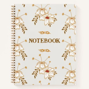 Antikes braunes Gold-Blumen-Botanik-Muster Notizblock