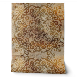 Antikes braunes Sepia-Ornamentfliese 5 Tapete