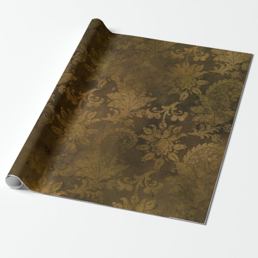 Antikes Bronze-Gold-Damaskus Geschenkpapier (Ungerollt)