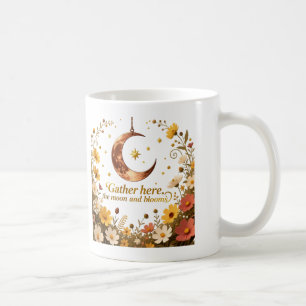Antikes Bronze-Mond mit Wildblumen-Kunstprint Kaffeetasse