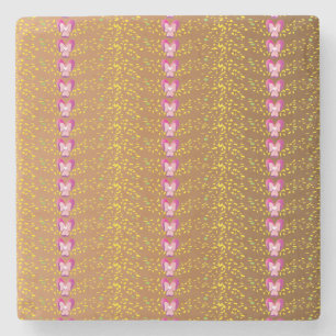 Antikes Bronze- und Rosa-Blumen-Veilchenmuster Steinuntersetzer
