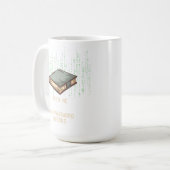 Antikes Buch mit binärem Code-Angebot für Tech Gee Kaffeetasse (Vorderseite Links)