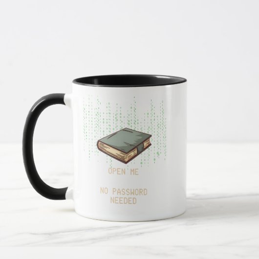 Antikes Buch mit binärem Code-Angebot für Tech Gee Tasse (Links)