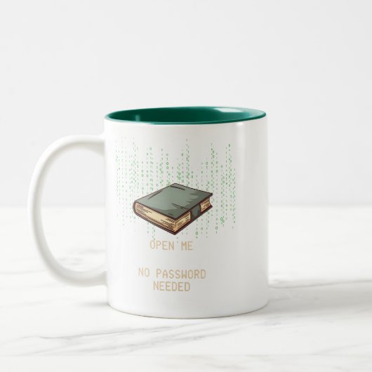 Antikes Buch mit binärem Code-Angebot für Tech Gee Zweifarbige Tasse (Links)