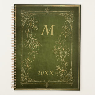 Antikes Buch Verzierte Monogramm Vergoldet Gold Planer