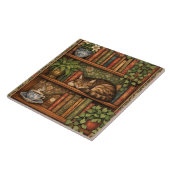 Antikes Bücherregal mit Katze und Kaffee Fliese (Seite)