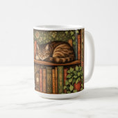 Antikes Bücherregal mit Katze und Kaffee Kaffeetasse (VorderseiteRechts)