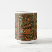 Antikes Bücherregal mit Katze und Kaffee Kaffeetasse (Mittel)