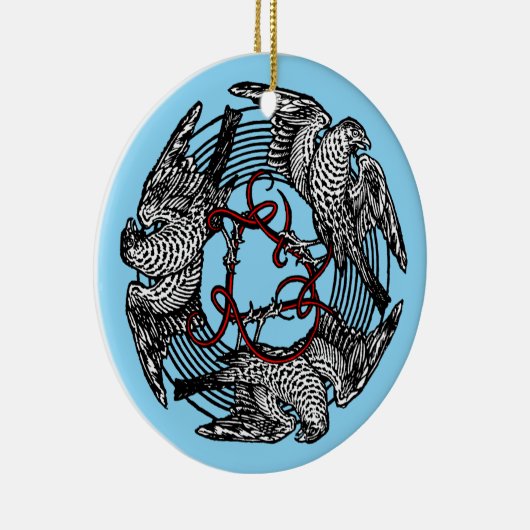 Antikes Buchzeichen Drei Hawks William de Morgan Keramik Ornament (Rechts)