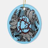 Antikes Buchzeichen Drei Hawks William de Morgan Keramik Ornament (Links)