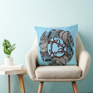 Antikes Buchzeichen Drei Hawks William de Morgan Kissen