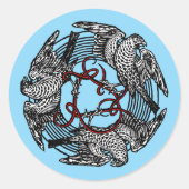 Antikes Buchzeichen Drei Hawks William de Morgan Runder Aufkleber (Vorderseite)