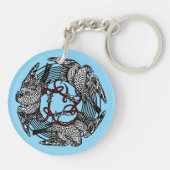 Antikes Buchzeichen Drei Hawks William de Morgan Schlüsselanhänger (Rückseite)