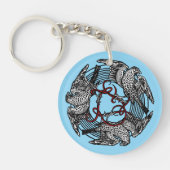 Antikes Buchzeichen Drei Hawks William de Morgan Schlüsselanhänger (Vorderseite)