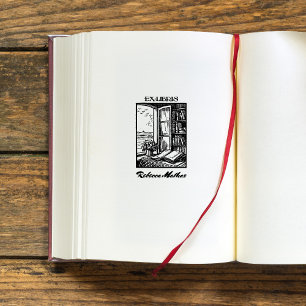 Antikes Buchzeichen Etching Henri Bacher Ex Libris Gummistempel