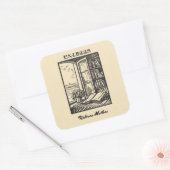 Antikes Buchzeichen Etching Henri Bacher Ex Libris Quadratischer Aufkleber (Umschlag)