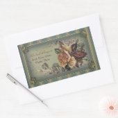 Antikes Buchzeichen Rose (blau) Rechteckiger Aufkleber (Umschlag)