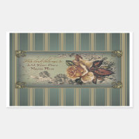 Antikes Buchzeichen Rose (blau)