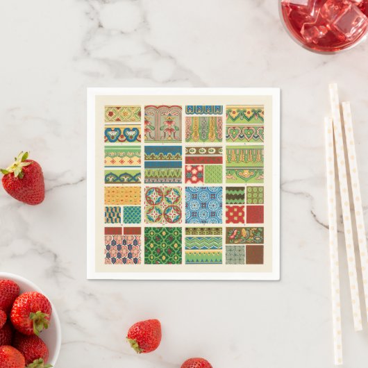 Antikes buntes Patchwork Papier Napkin Serviette (Beispiel)