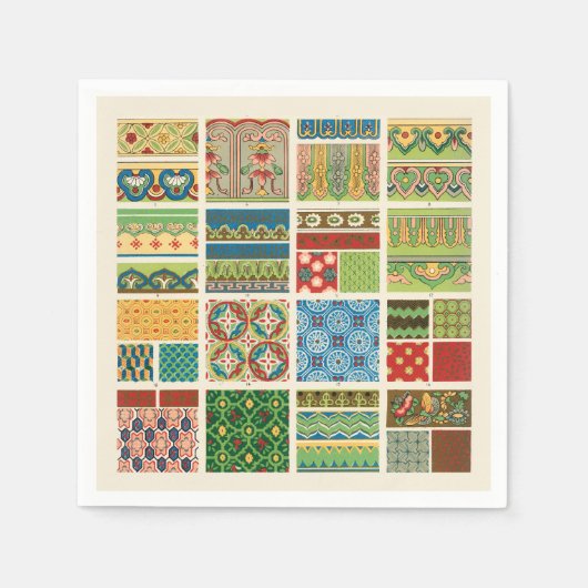 Antikes buntes Patchwork Papier Napkin Serviette (Vorderseite)