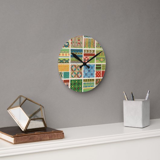 Antikes buntes Patchwork Runde Wanduhr (Büro)
