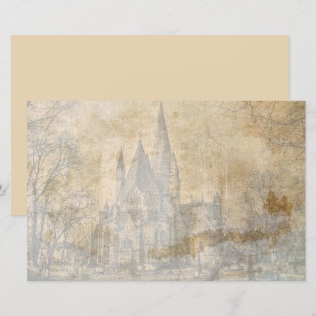 Antikes Burg-Scrapbook-Decoupage-Papier (Vorne/Hinten)