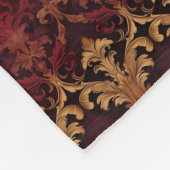 Antikes burgunder-gold Damastmuster Fleecedecke (Ecke)