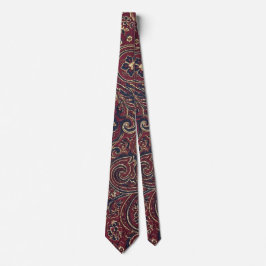 Antikes burgunderrotes Paisley-Blumenmuster Krawatte