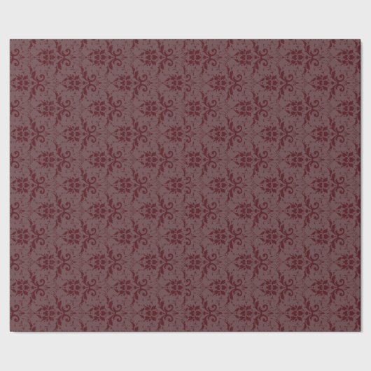 Antikes Burgundy Damask Wrapping Paper Geschenkpapier (Saum)