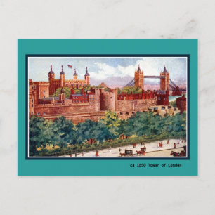 Antikes ca 1850 Tower of London Kunstwerk Postkarte