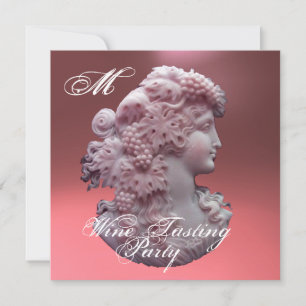 ANTIKES CAMEO, DAMEN UND TRAUBEN WEINPROBE PARTY EINLADUNG
