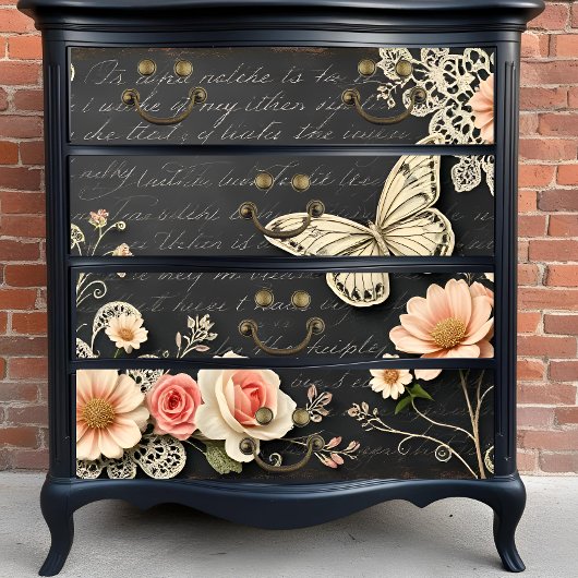 Antikes Chalkboard Botanicale Decoupage Print Seidenpapier