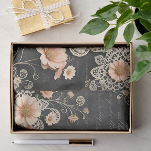 Antikes Chalkboard Botanicale Decoupage Print Seidenpapier (Geschenk)